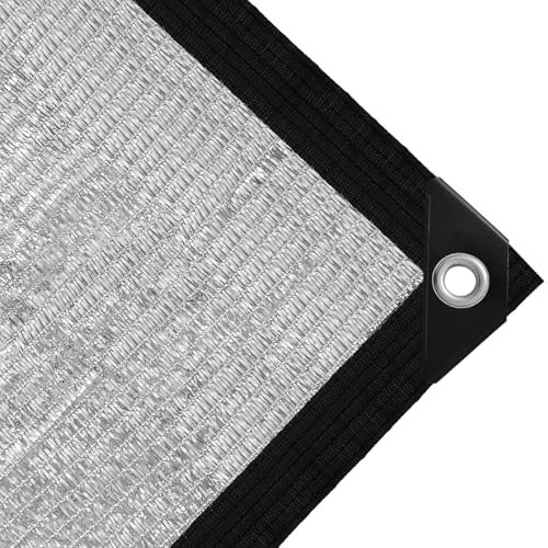 BXAEYIPOR Red de sombra plateada, red de sombreado de jardín, refrigeración transpirable 80% con ojales, fácil de colgar, paño de sombra de aluminio para invernaderos, céspedes, gallineros y perreras