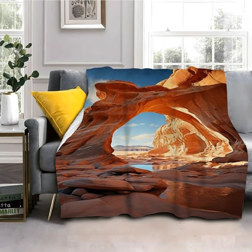 Gobi Drucken Kuscheldecke 70x100cm Seewasser Wohndecke Flauschige Warm Weiche Schmusedecke Sofadecke Jungen Mädchen für Wohnzimmer, Schlafzimmer, Camping, Picknick