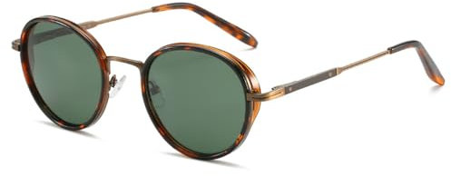 TXFXZXZ Lunettes de soleil vintage polarisées pour homme et femme Protection UV400, 002 verres verts, Uno