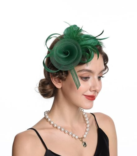 Haojing Fascinator mit Netz, Hut und Federn
