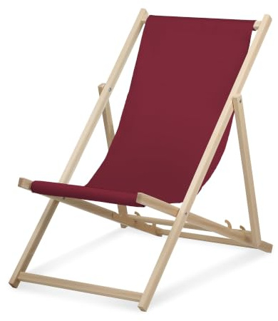 druck.de Liegestuhl einfarbig Burgunder klappbar Buchenholz - bis 95kg | Liegestuhl, Buchenholz, 3fach verstellbar, bis 95kg belastbar
