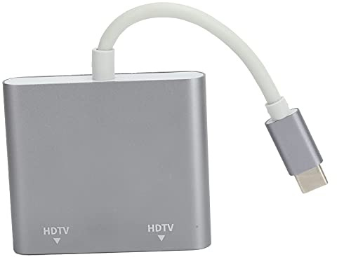 Typ-C-zu-2-in-1-HD-Multimedia-Schnittstellenadapter, Videokonverter für/Pro 2015 2018, 4K-Ultra-HD-Ausgang, Dual-Display-Unterstützung, Plug-and-Play, kompatibel mit Chromebook