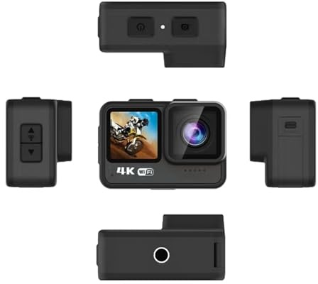 Yctze Waterproof Action Camera with Accessories Kit - 4K 60FPS Action Camera 24MP WiFi Sports 170° Wide Angle Lens Dual Screen Touch Control - Perfect for Diving and Outdoor