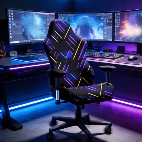 YancLife Copertura per sedia da gaming, con stampa, per sedia da gaming, elasticizzata, con braccioli e copertura posteriore, lavabile, in tessuto morbido per casa, ufficio, studio, sala giochi