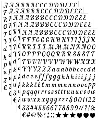 Muorruo 5 Hojas con Letras Autoadhesivas, 1000 Piezas, Alfabeto manuscrito A-Z, Vinilo Autoadhesivo para números de buzón, letreros de Empresa, letreros de Puerta, Manualidades, Negro