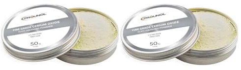 Prounol Óxido de Cerio 50g - Polvo de grado fino para pulido de vidrio - TREO 99% - 2.5 micras (Paquete de 2)