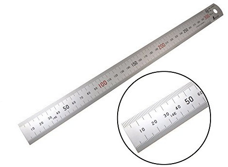 Shinwa Regla/regla métrica rígida H101-C de 300 mm Zero Glare, escala de regla de 0.5 mm y marcas de mm