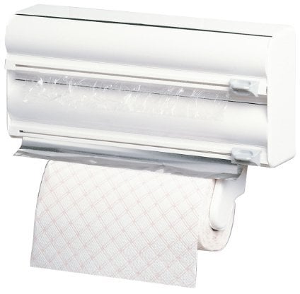 Rayen | Portarrollos de Cocina | Portarrollos Triple de Cocina | Sistema de Corte | Adaptable | Cuchillas Especiales | Blanco | Medidas: 38x10x25,5 cm