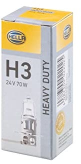 HELLA 8GH 002 090-251 Halógena Lámpara - H3 - Heavy Duty - 24V - 70W - Modelo de zócalo, bombilla incandescente: PK22s - caja - Cant.: 1