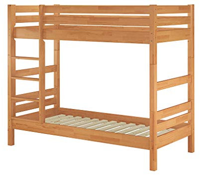 Erst-Holz® Etagenbett Stockbett Buche massiv Natur 90x200 Federholzrahmen starr 60.17-09FV