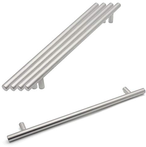 Probrico Pd201HSS192 Möbelknöpfe für Küchenschränke, T-Griffe, gebürstetes Nickel, Edelstahl, für Möbel, Schublade, Cuoboard, PD201HSS192 (Lochmitten/256 mm lang), 5 Stück