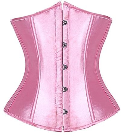 Szivyshi, Ladies underbust satin lace-up, waist cincher / corset top, shaper - Pink - Small