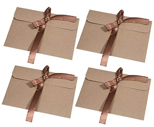 [30 Stück] Kraftpapier Umschläge MOOKLIN Retro Kraftpapier Vintage Kraft Briefumschläge in Hochwertiger Qualität Kraftkarte Recycelt für Grußkarten, Einladungskarten (Braunes Band)