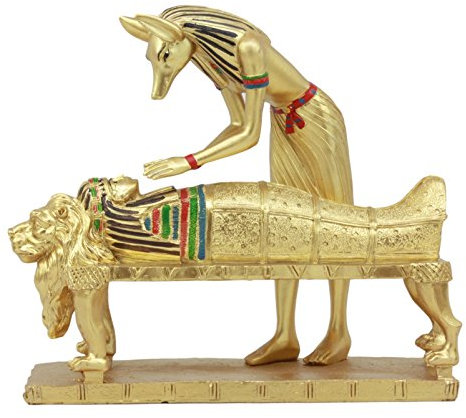 Ebros Ancient Egyptian Deity Golden Anubis Embalming Pharao Mummy Statue Klassischer ägyptischer Gott der Toten Guide to The Afterlife and Mummification Skulptur