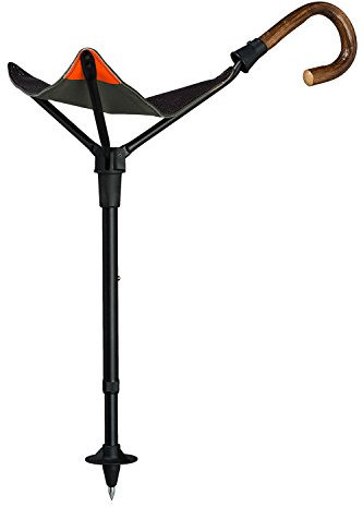 Gastrock Sitzstock PRAKTUS Safety höhenverstellbar mit Eichengriff, Braun, Jagdsitzstock