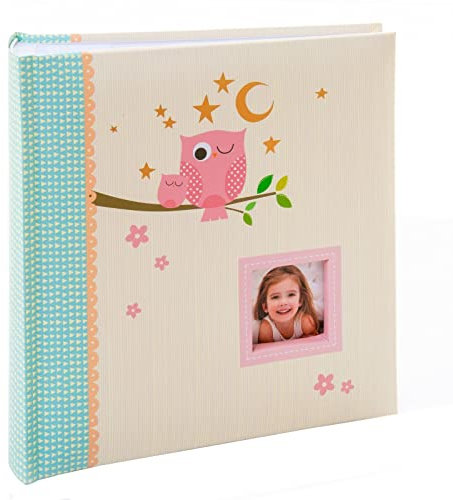 Kusso Fotoalbum für Kinder, mit schlafender Eule, 200 Fotos, 10 x 15 cm, personalisierbar mit einem Lieblingsfoto für Babys, Kleinkinder und Kinder