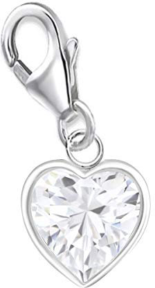 Goldene Hufeisen Kristallweiss Zirkonia Herz Charm Anhänger 925 Silber für Bettelarmband Charmkette