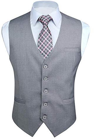 Enlision hommes formelle fete mariage coton gilet couleur unie gilet gris clair