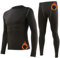 Arcweg Set Intima Termica Uomo Fodera in Pile Traspirante Calzamaglia Abigliamento Biancheria Intima Termica Elastica Maglia Calda Manica Lunga Tuta Inverno Pantalone Calcio Sci Running Nero L(Asia)