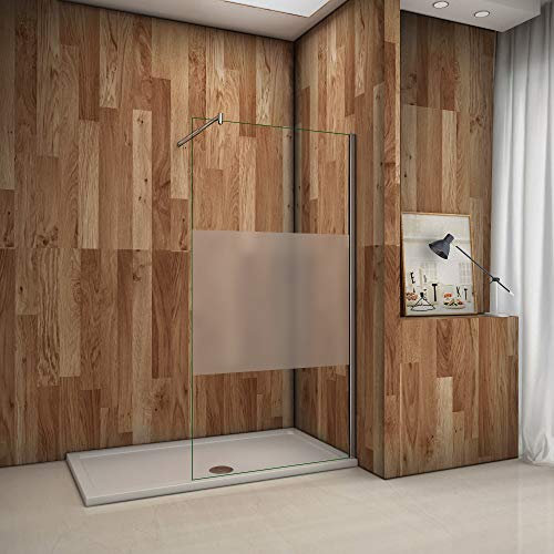 AICA Parete Doccia 70x200cm Con Fissa Walk In Vetro 8 MM Trasparente Con Barra Stabilizzatrice Regolabile 70-120cm
