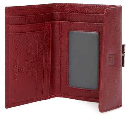 Hexagona - Portefeuille 2 Volets - Compatible Cartes de crédit - pour Femme - Collection République - Carmin - en Cuir