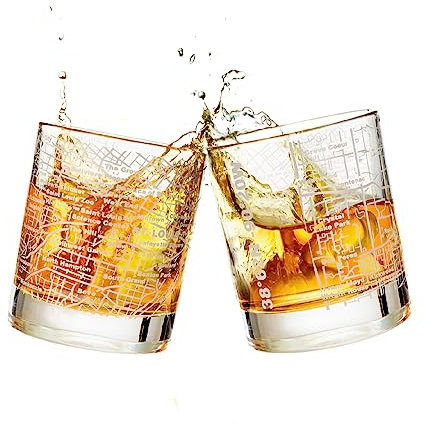 Greenline Goods Lot de 2 verres à whisky - 283,5 g - Coffret cadeau pour les amateurs de St Louis - Gravé avec la carte de la ville de St Louis - Verre à roches à l'ancienne