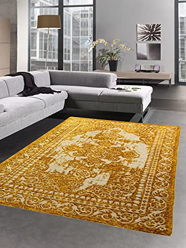 CARPETIA Teppich modern Wohnzimmerteppich groß in Gold Silber Größe 200 x 290 cm