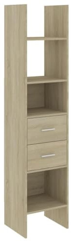 vidaXL Bücherregal Wandregal Standregal Aktenregal Raumteiler Büroregal Regal Aufbewahung Bücherschrank Sonoma-Eiche 40x35x180cm Holzwerkstoff