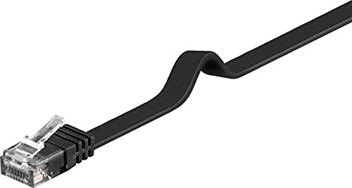 PremiumCord Patch Cable CAT 6 UTP Flach, 1Gbit/s, Cable Ethernet, LAN, Conectores RJ45, Flexible y Robusto, AWG 26/7, Conductores 100% CU, Negro, 2 m