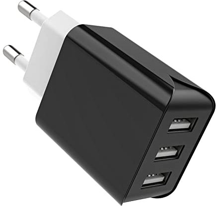SCHITEC Chargeur Secteur USB 3 Ports Prise USB Chargeur Mural 15W/ 3.1A Adaptateur USB Universel Compatible avec iPhone 11 X 8 6 Tablette Samsung Galaxy S9 S8 Huawei et Plus (Noir)