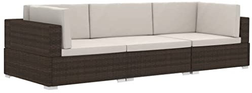Gecheer Modularen Poly-Rattan-Garten-Sofagarnitur Terrassensofa-Set Mit Ecksofa,Sofa-Mittelstück,Sitzpolster,Rückenpolster,Mittelsofas Rattan-Ecksofa Lounge Sessel Gartenmöbel,PE-Rattan+Stahlgestell