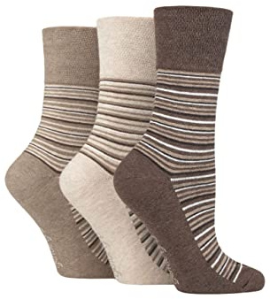SockShop Gentle Grip Ladies Floral Spotted Patterned Striped Honeycomb Top Cotton Socks 3 Pairs Assorted Colours Size 4-8