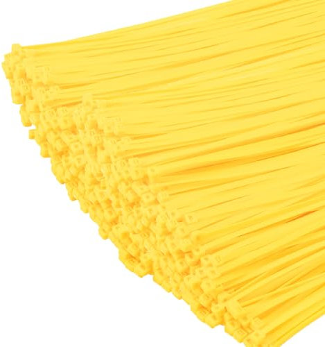 XINGO Yellow Cable Ties Pack of 1000, 300mm x 4.8mm, Premium Nylon Durable Zip Ties, Self-Locking UV Resistant Nylon Plastic Wire Ties for Indoor and Outdoor