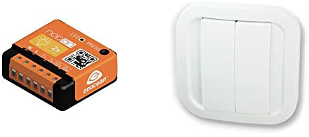 NodOn SIN-2-2-01 Module encastré 2 canaux lumière EnOcean, 2x1100W, Orange & CWS-2-1-01 Interrupteur Mural EnOcean sans Fil et sans Pile