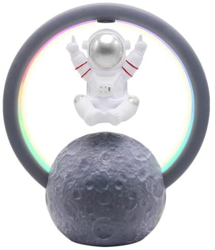 KangYao Magnetic Levitation Bluetooth Speaker, Levitation Astronaut Speaker with 6 Modes Color LED Light, Night Light, Bedside Lamp, Cool for Home Office Decor, Creative Gift (01 Gold) (02 Silver)