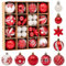 Fouriding 42 Stücke Weihnachtskugeln Kunststoff Christbaumkugeln Hängende Dekoration für Weihnachtsbaumschmuck Dekoration (Rot Weiss)