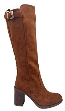 STILL Scarpe Donna Stivale al Ginocchio Cerniera Pelle Scamosciata Tacco A Blocco Autunno Inverno New Moda Q848 Marrone Camel