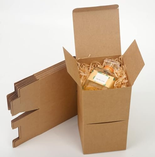 AB Max Braun Karton Geschenkboxen – kleine Box mit Deckel 10x10x10 cm Kartonpapier Geschenkbox für Kerzen handgefertigte Seife Partys Hochzeitsfeiertage Geschenkkartons Packmaterialien 12 Stück