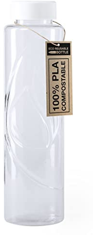 Borraccia sportiva da 830 ml materiale PLA-Poly Lactic Acid Compostabile 100% Naturale Ecologica Senza perdite adatta a Palestra Yoga Corsa Calcio Basket Sport