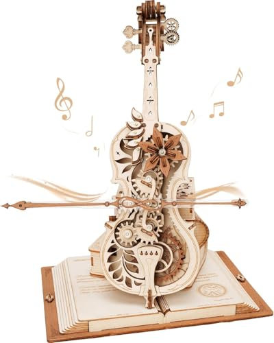 ROBOTIME Puzzle 3D in Legno, Violoncello Music Box Kit Modello per Adulti, Ingranaggio Costruzioni Kit Artigianali, Ideale Regalo per Uomini e Donne, Regalo per La Festa Della Mamma