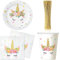 Playflip Kit de fête licorne - Décoration d'anniversaire - Vaisselle jetable