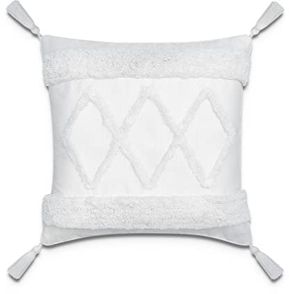 Paco Home Kissen Bezug Kissenbezüge Mit Quastenfransen Boho Kissenbezug Kissenhülle Boho Sofa Couchkissen Zierkissen, Farbe:Altweiß, Sets:Single