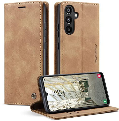 KZB Handyhülle für Samsung Galaxy A34 5G Hülle Premium Lederhülle Klappbar Flip Case Tasche Magnet Kartenfach Standfunktion Schutzhülle für Samsung Galaxy A34 5G - Braun