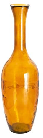 GILDE große Deko Vase XL Bodenvase aus reyceltem Glas - Glasvase Arturo - Deko Wohnzimmer Farbe: Orange-Gelb - Höhe 65 cm