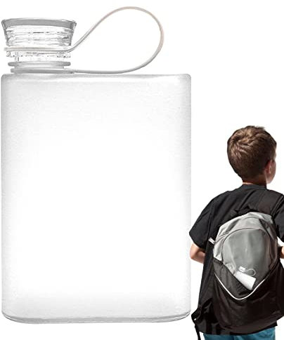 Bottiglia d'acqua quadrata | 380 ml bottiglia d'acqua piatta quadrata a tenuta stagna A5 sottile – Bottiglia da campeggio con guarnizione in silicone per viaggi, borraccia trasparente per ciclismo