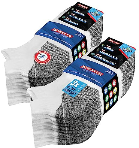 SOXCO Chaussettes Homme Femme Sport 43-46 Socquettes Basses Courtes - Lot de 10 Paires (EU 43 46, Blanc S)