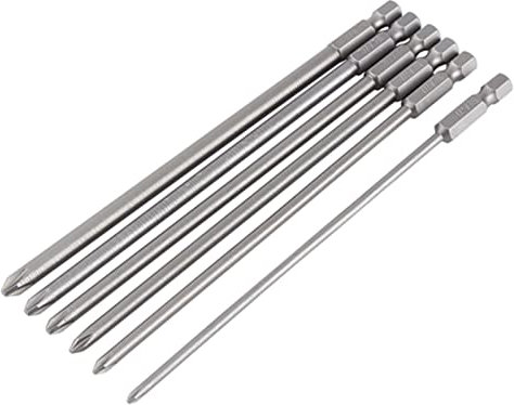 Puntas de Destornillador 6 Piezas Juego de Puntas de Atornillador Largas Bit Bits Juego de Brocas de Cabeza Cruzada Magnética Larga de 150 Mm PH1 PH2