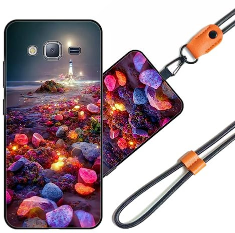 JEZSTHAI Handyhülle Kompatibel mit Samsung Galaxy J3 2016 Hülle Silikon Dünn mit Muster Design,Weiche Flexibel Stoßfeste Schutzhülle mit Handykette & Handykordel zum Umhängen,Nr.A09