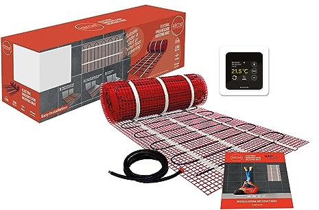 Klima 2.5m2 Electric Under Floor Heating Mat Kit 150w/m2 Output for Use Under Tile with WiFi/APP Controlled Thermostat Floors Easy Installation Can Be Cut and Shaped to Suit Any Dimensions Perfect