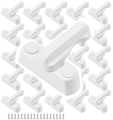HAKZEON Set of 25 White Sash Jammers, Window Locks with Screws, Zinc Cast Alloy Window Anti-Theft Flush Lock Sash Jammer Blocker for UPVC PVC Doors Windows
